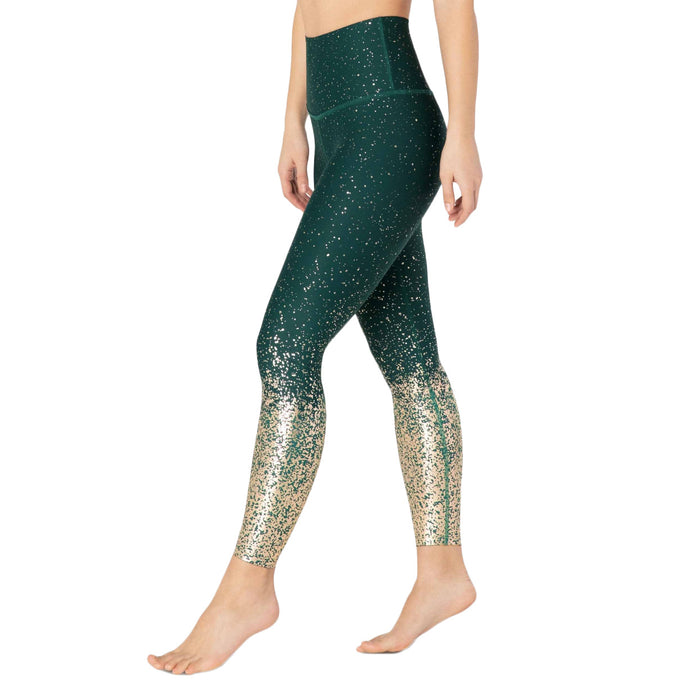 Beyond Yoga Alloy Ombre High-Waisted Midi Leggings - Women's Hunter Green Antique Gold Speckle