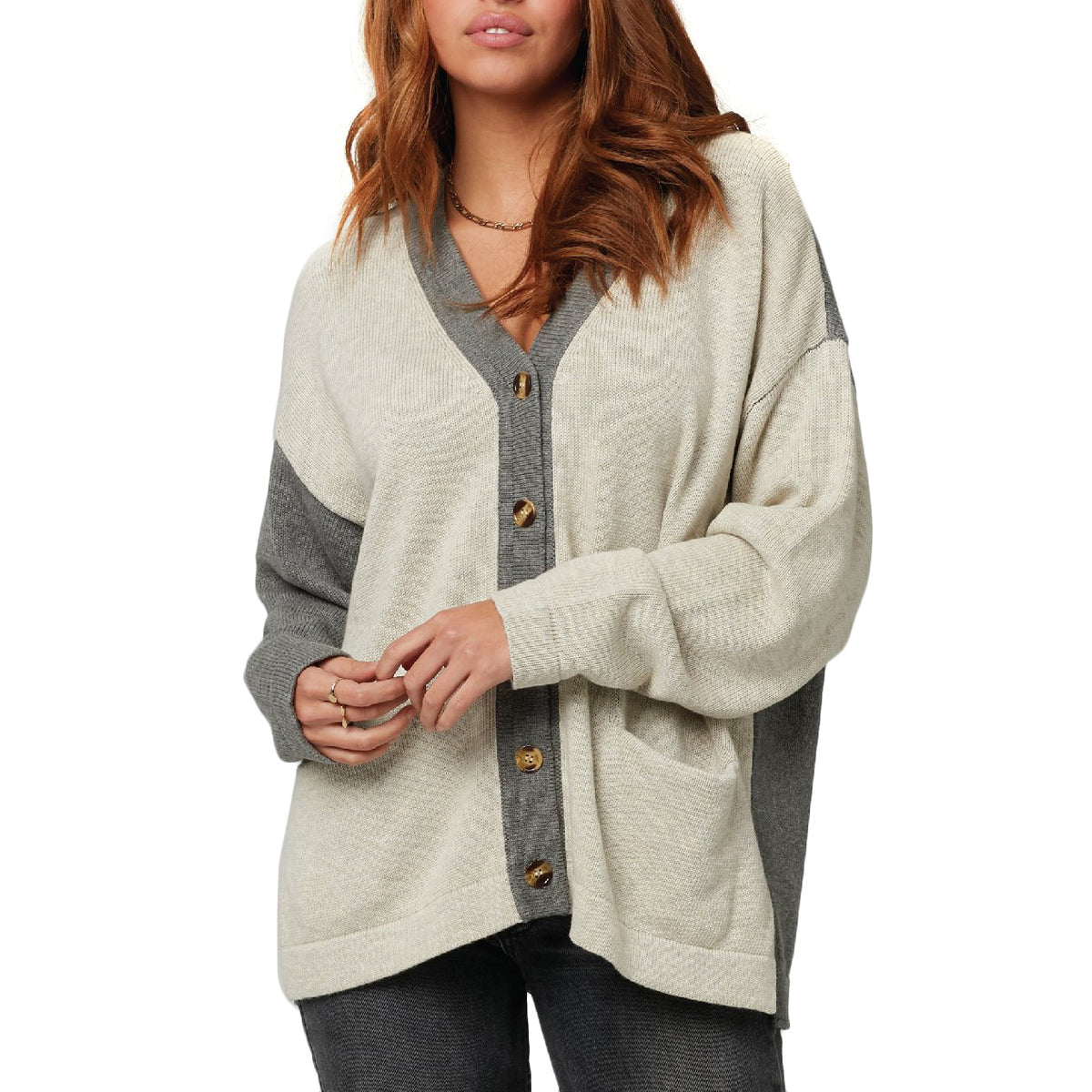 Knot Sisters Molly Cardigan Sweater - Women's Heather Grey Combo