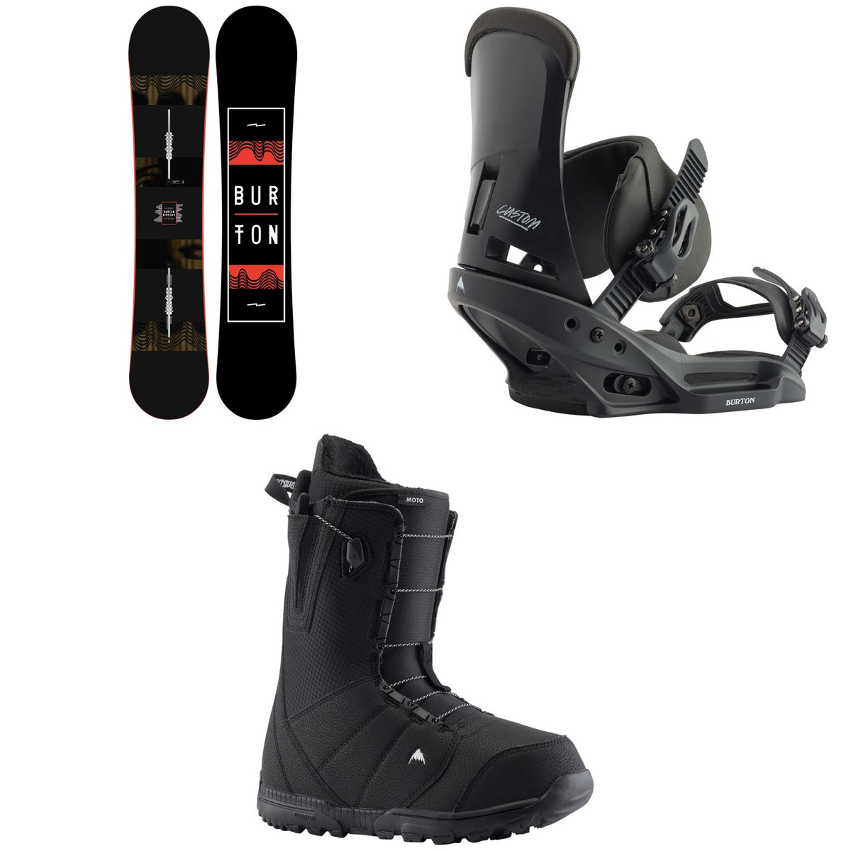 Burton Ripcord Snowboard + Custom EST Snowboard Bindings + Moto Snowboard Boots 2020