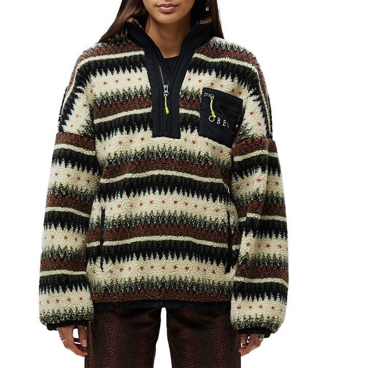 Obey Clothing Moore Fleece Anorak Jacket - Women's Black Multi