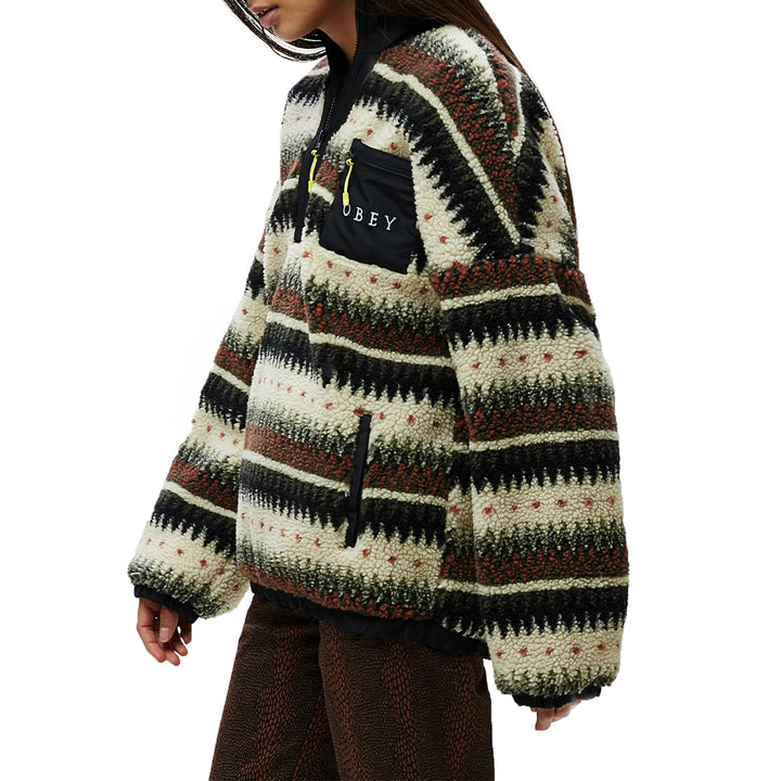 Obey Clothing Moore Fleece Anorak Jacket - Women's Black Multi