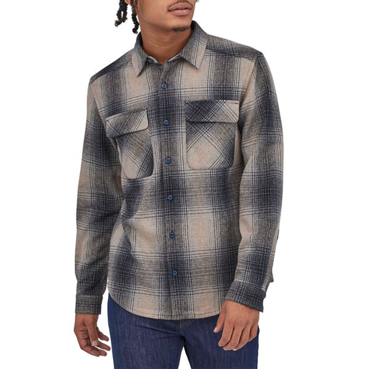 Patagonia Long-Sleeved Recyled Wool Shirt Naturalist: Stone Blue