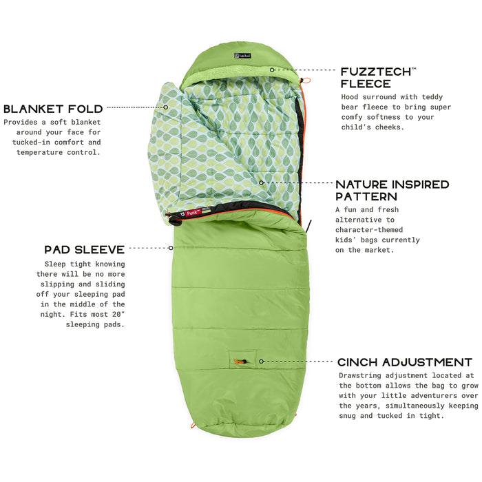 Nemo Punk 20 Sleeping Bag - Little Kids' Sprout/Birch Leaf