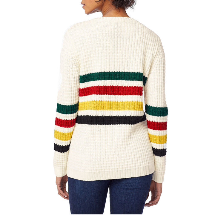 Pendleton Glacier Stripe Merino Sweater - Women's Antique White Multi