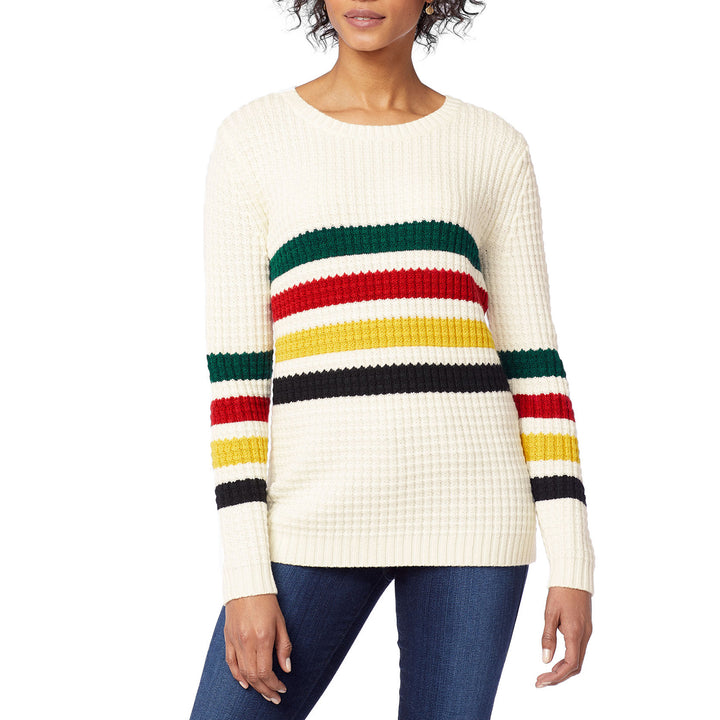 Pendleton Glacier Stripe Merino Sweater - Women's Antique White Multi