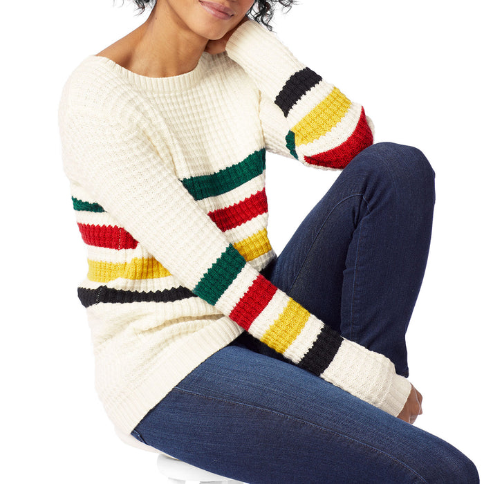 Pendleton Glacier Stripe Merino Sweater - Women's Antique White Multi