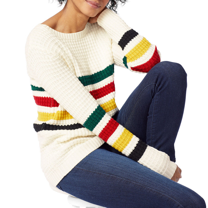 Pendleton Glacier Stripe Merino Sweater - Women's Antique White Multi