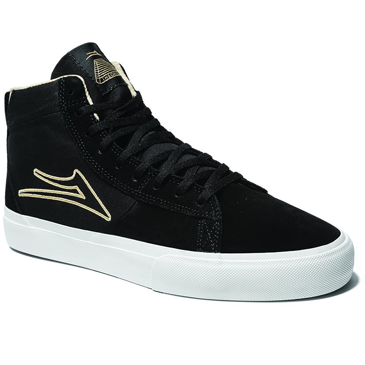 Lakai Newport Hi Shoes Black Suede/Sand Suede (Theories)