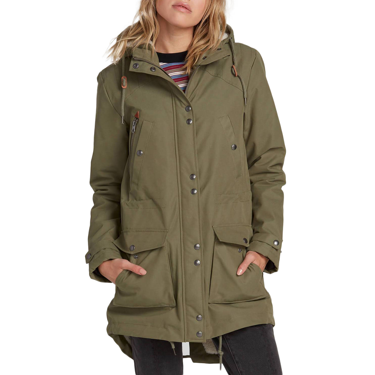 Volcom Walk On By Parka Jacket - Women's Army Green Combo