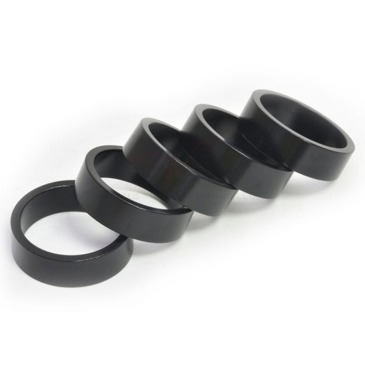 Wheels Manufacturing 1 1/8" x 10mm Aluminum Headset Spacers - Bag of 5 Black