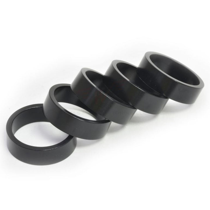 Wheels Manufacturing 1 1/8" x 10mm Aluminum Headset Spacers - Bag of 5 Black