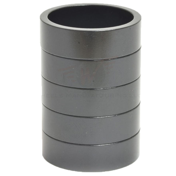 Wheels Manufacturing 1 1/8" x 10mm Aluminum Headset Spacers - Bag of 5 Black