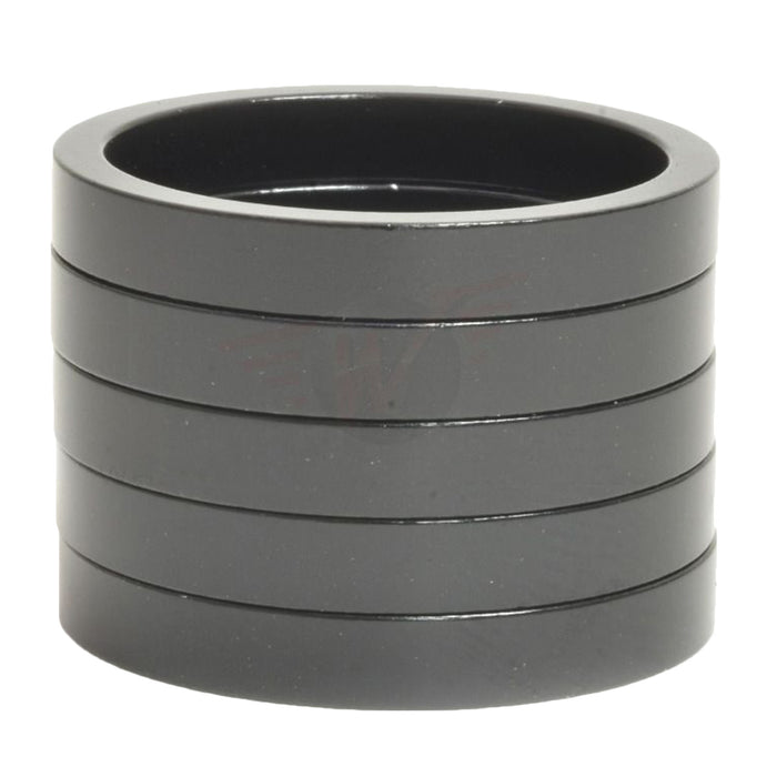 Wheels Manufacturing 1 1/8" x 5mm Aluminum Headset Spacers - Bag of 5 Black