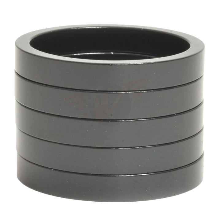 Wheels Manufacturing 1 1/8" x 5mm Aluminum Headset Spacers - Bag of 5 Black