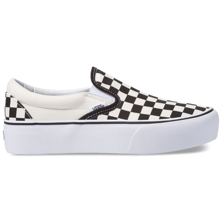 Vans Classic Slip-On Platform Shoes - Women's Black/White Checker