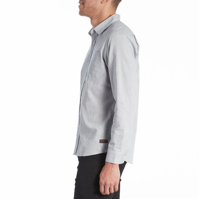 Vissla Woodshop Long-Sleeve Woven Shirt Dark Naval Top View