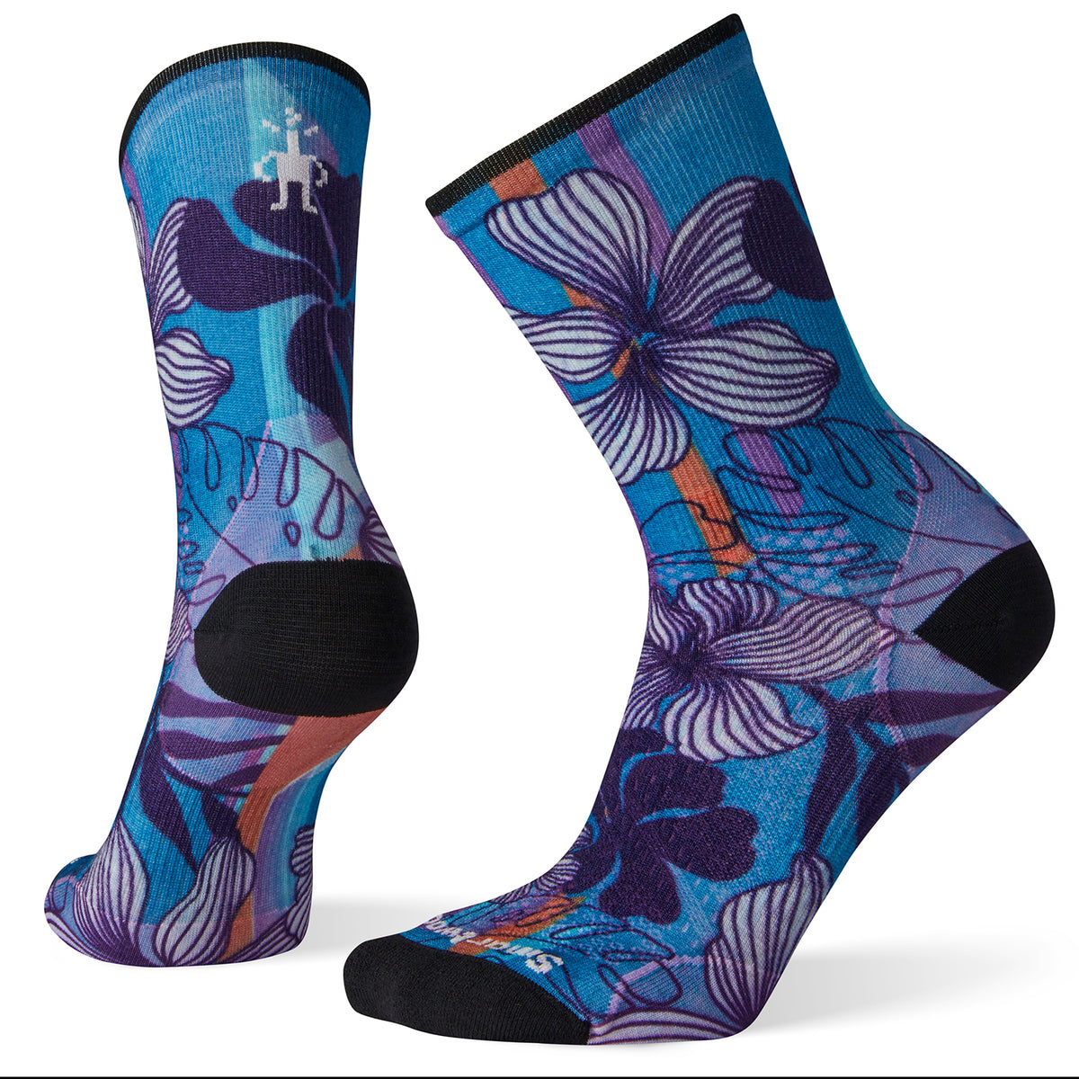 Smartwool PhD® Cycle Ultra Light Print Crew Socks - Women's Geyser Blue