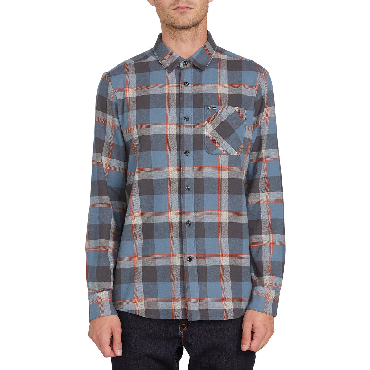 Volcom Caden Plaid Long-Sleeve Shirt Stormy Blue