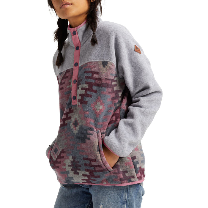 Burton Hearth Pullover - Women's Grey Heather/Dark Slate Crooked Kilim