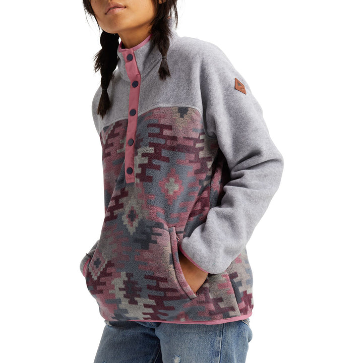 Burton Hearth Pullover - Women's Grey Heather/Dark Slate Crooked Kilim