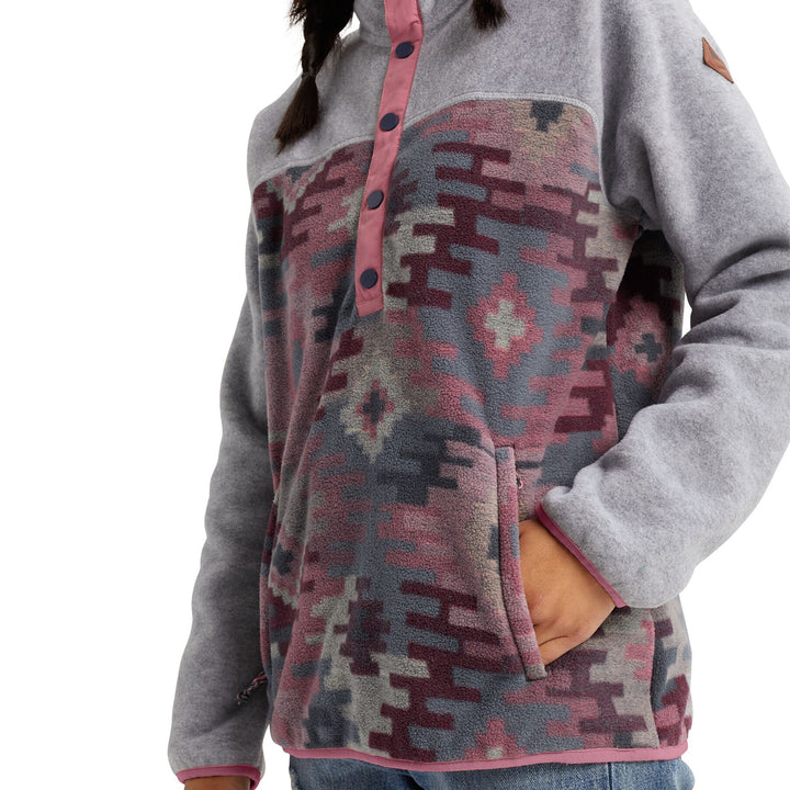 Burton Hearth Pullover - Women's Grey Heather/Dark Slate Crooked Kilim