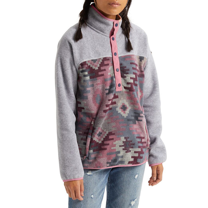 Burton Hearth Pullover - Women's Grey Heather/Dark Slate Crooked Kilim