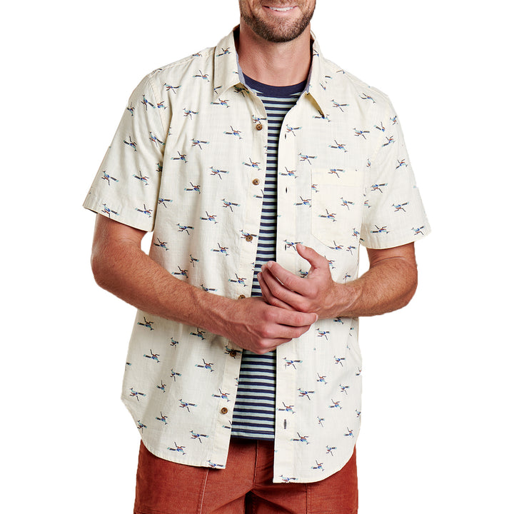 Toad & Co Fletch Short-Sleeve Shirt Oatmeal Road Runner Print