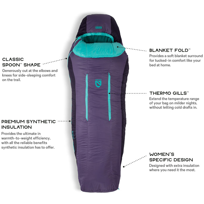 Nemo Forte 20 Sleeping Bag - Women's Tide Pool/Shaded Thistle