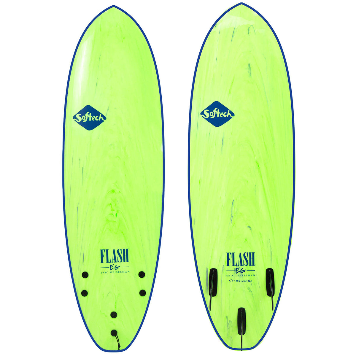 Softech Flash Eric Geiselman FCS II 5'7" Surfboard Green Marble