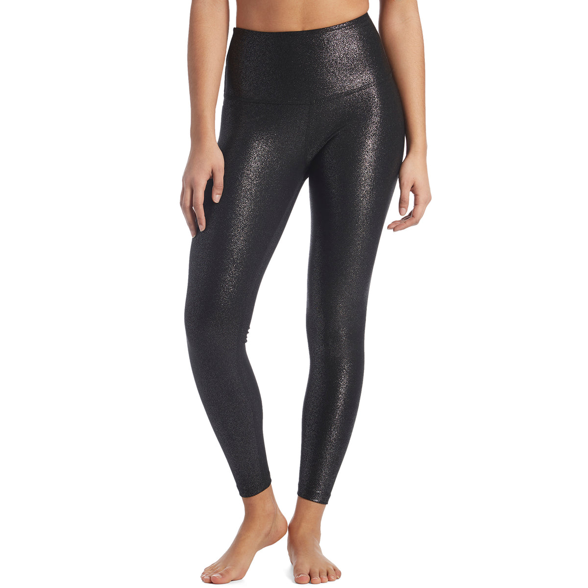 Beyond Yoga Twinkle High-Waisted Midi Leggings - Women's Black-Silver Twinkle