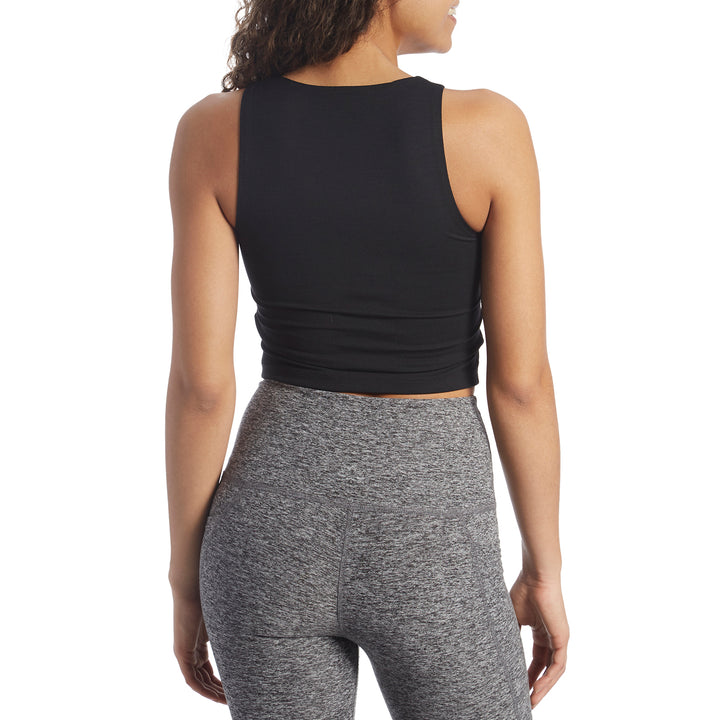 Beyond Yoga Heather Rib Square Neck Cropped Tank - Women's Black