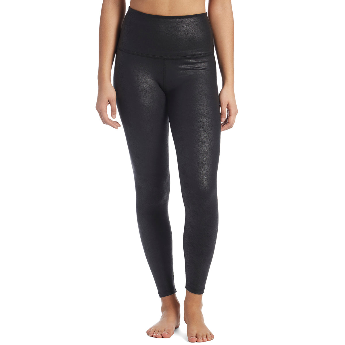 Beyond Yoga Luxe Leatherette High-Waisted Midi Leggings - Women's Black-Matte Black Foil