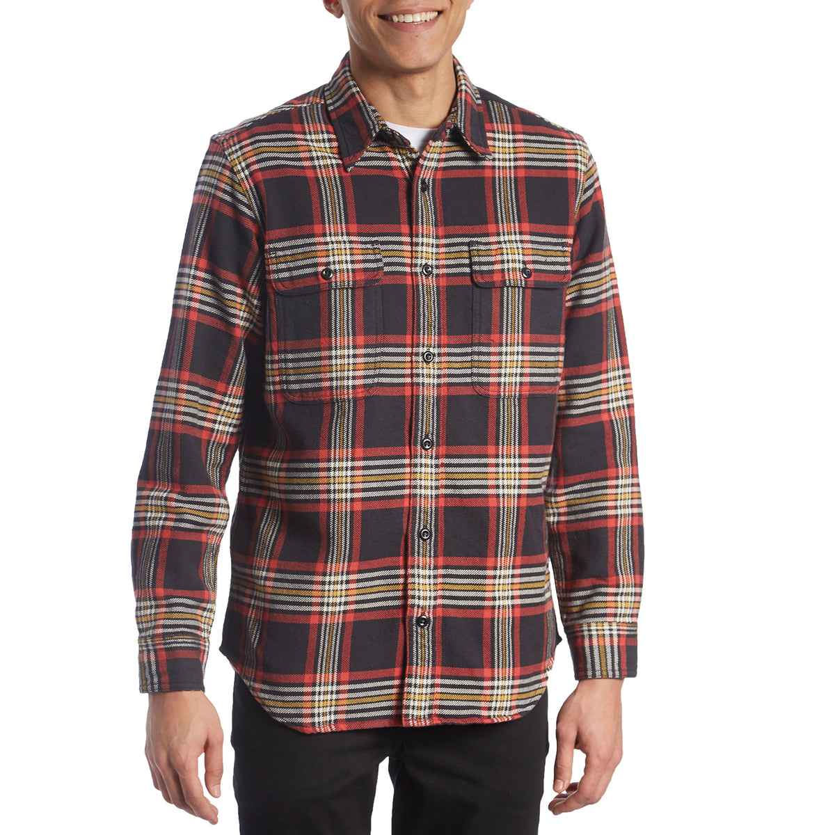 Filson Vintage Flannel Work Shirt Black/Red/Gold Plaid
