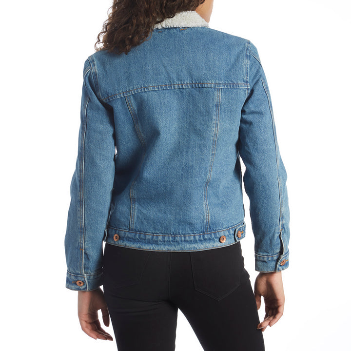 Brixton Broadway Sherpa Denim Jacket - Women's Faded Indigo