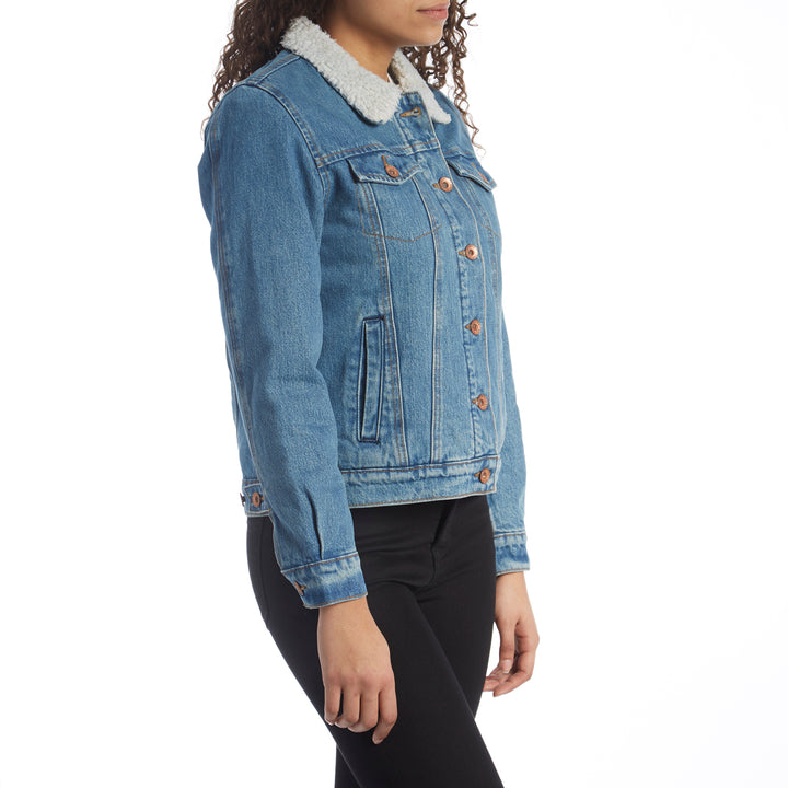Brixton Broadway Sherpa Denim Jacket - Women's Faded Indigo