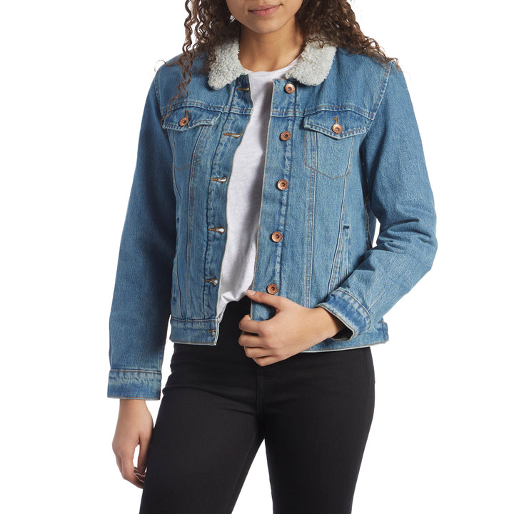 Brixton Broadway Sherpa Denim Jacket - Women's Faded Indigo