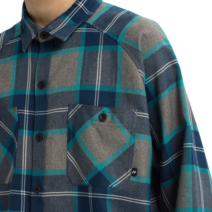 Analog Transmission Long-Sleeve Flannel Shirt Green-Blue Mind Plaid