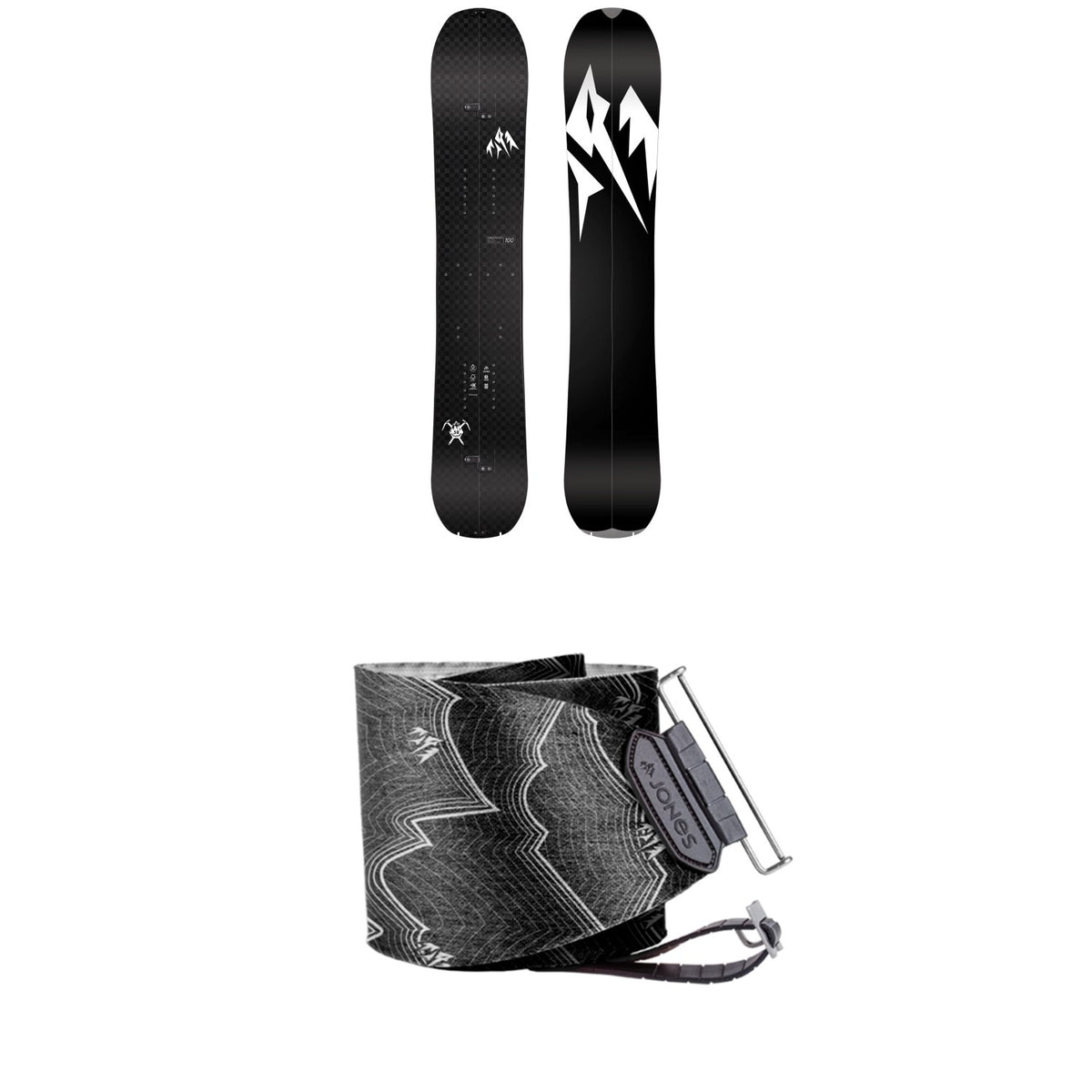 Jones Carbon Solution Splitboard 2020 + Nomad Pro Quick Tension Tail Clip Splitboard Skins