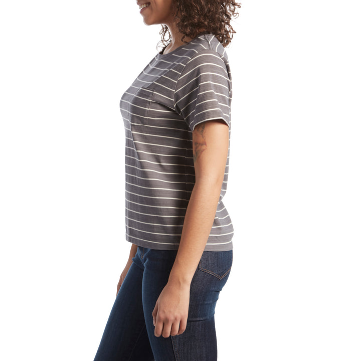 Mollusk Stripe Pocket T-Shirt - Women's Charcoal/Natural