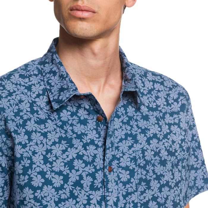 Quiksilver Dots Flower Short-Sleeve Shirt Majolica Blue Dots Flower