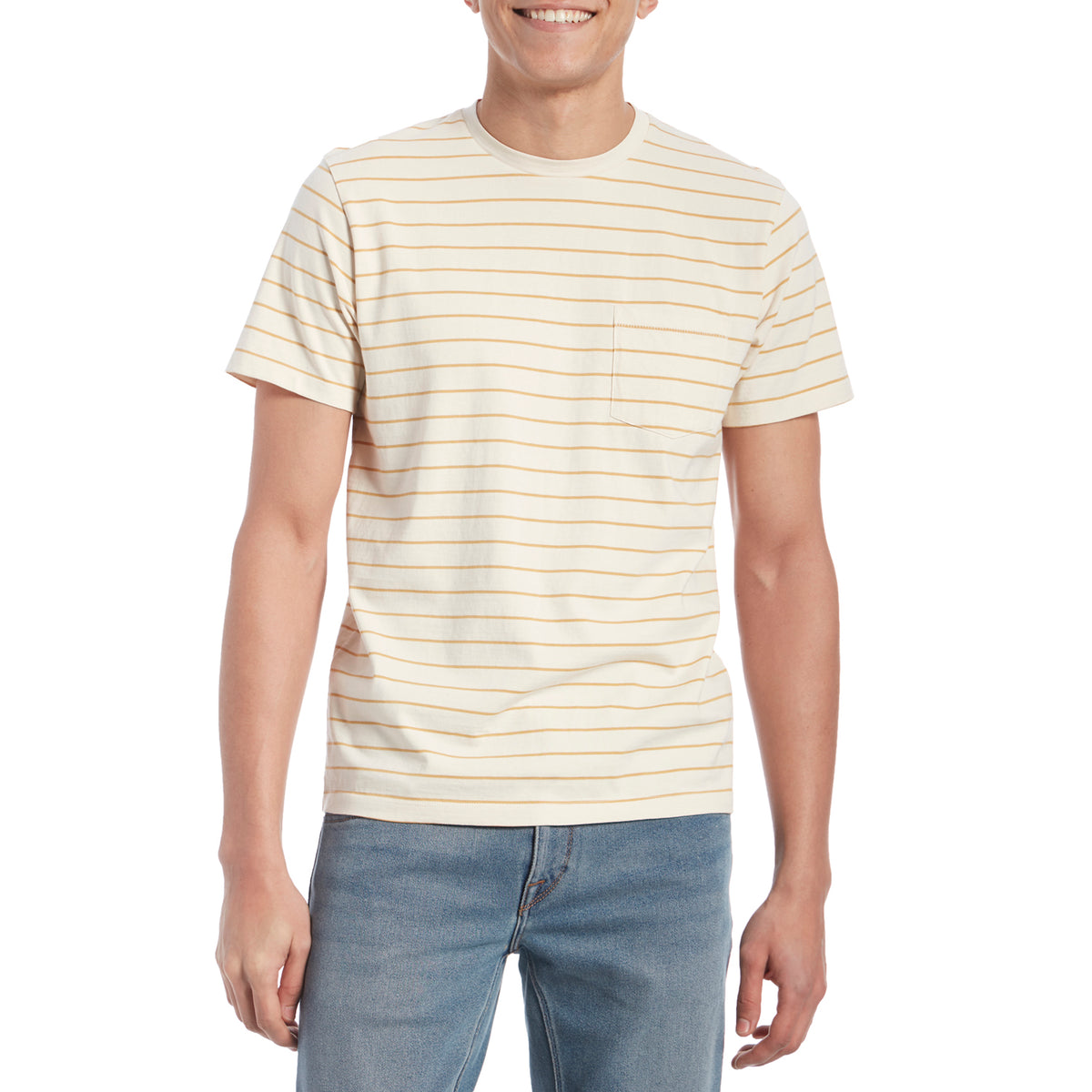 Mollusk Stripe Pocket T-Shirt Natural/Golden Mustard