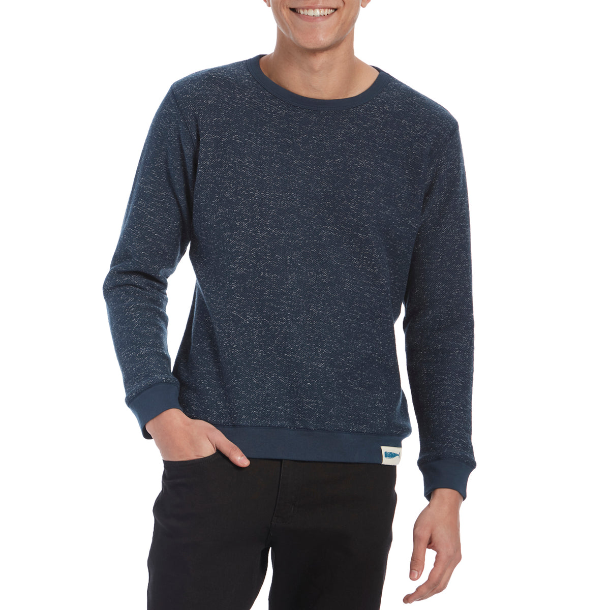 Mollusk Whale Patch Crew Sweatshirt Navy Indigo