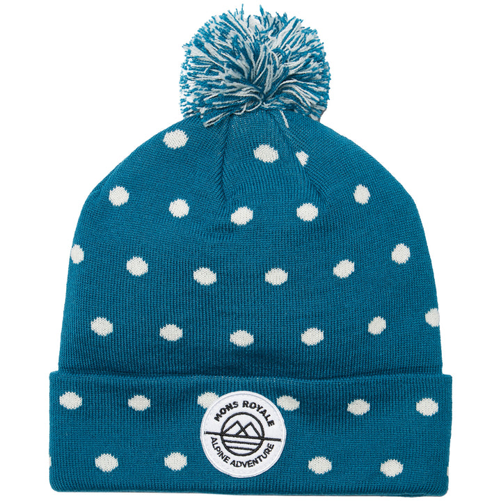 MONS ROYALE Pom-Pom Beanie Oily Blue/White