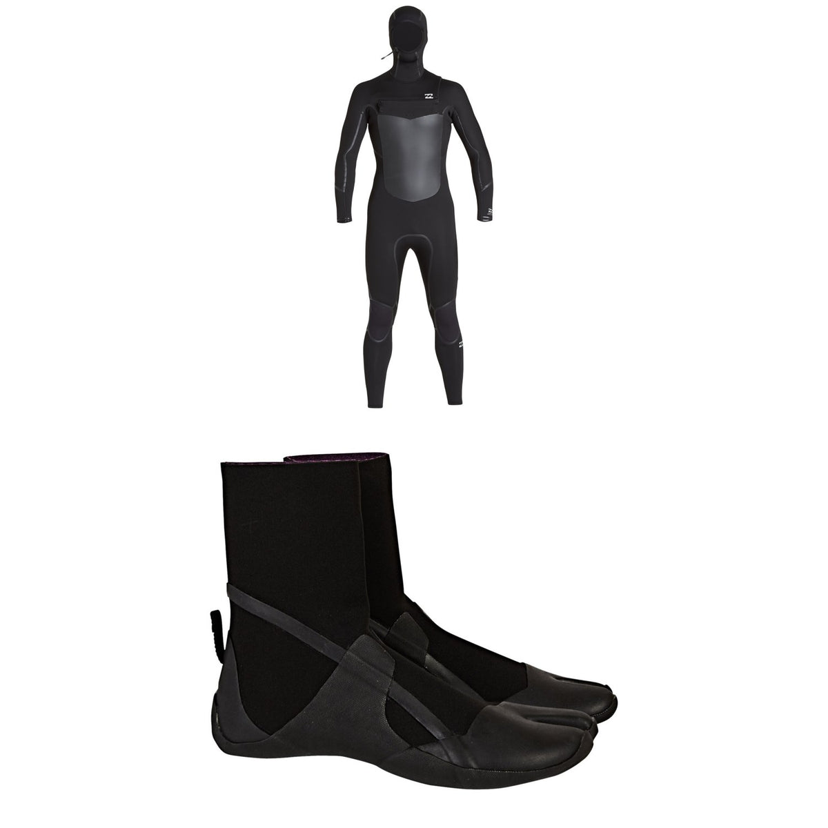 Billabong 5/4 Absolute X Chest Zip Hooded Wetsuit + Billabong 5mm Furnace Absolute Split Toe Wetsuit Boots