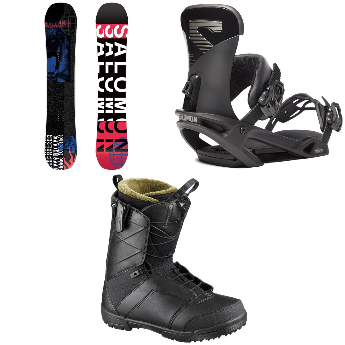 Salomon Sleepwalker Snowboard + Trigger X Snowboard Bindings + Faction Snowboard Boots 2020