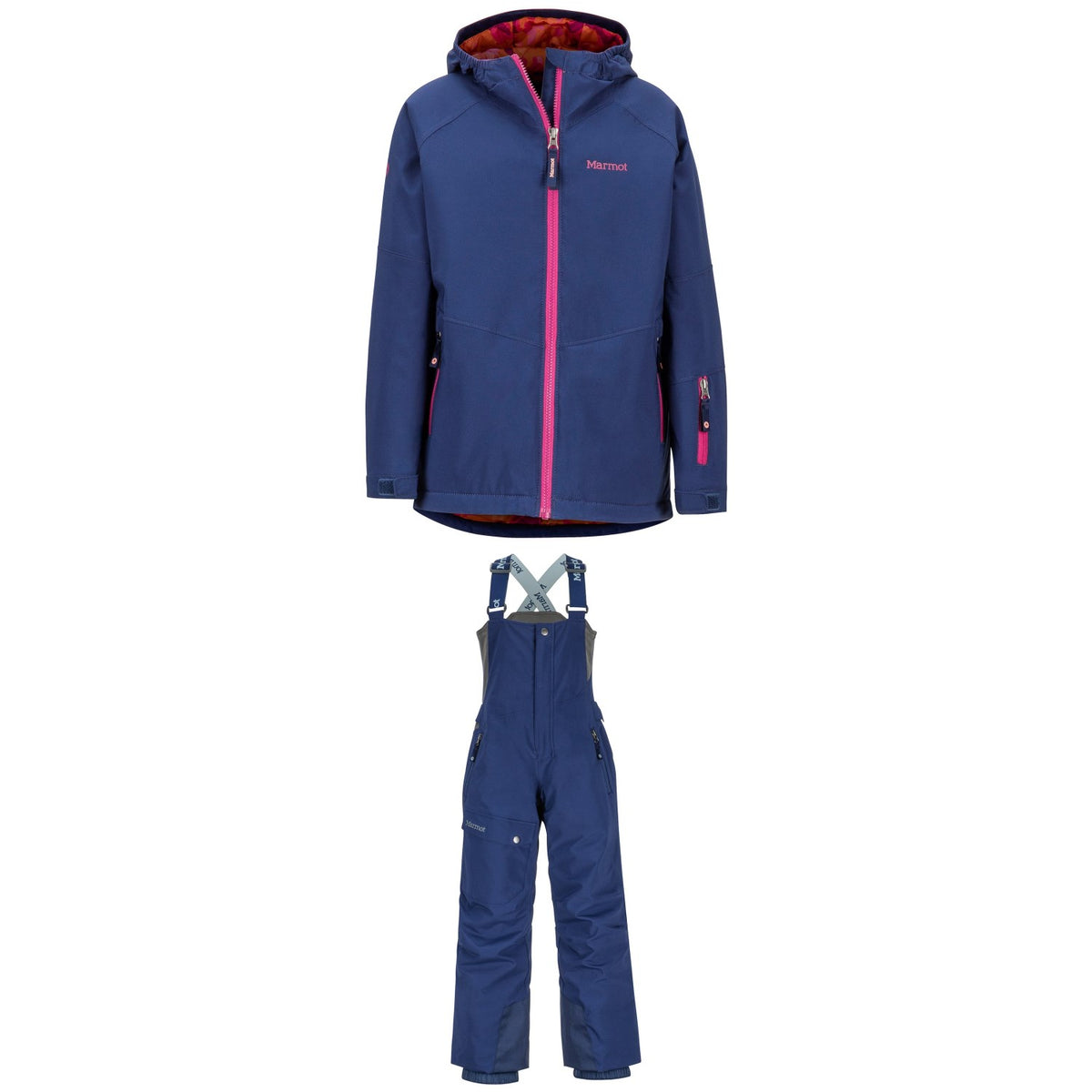 Marmot Refuge Jacket - Girls' + Marmot Rosco Bibs - Kids'
