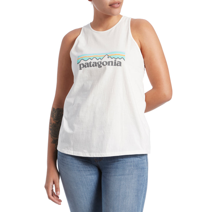 Patagonia Pastel P-6 Logo Organic High-Neck Tank Top - Women's White