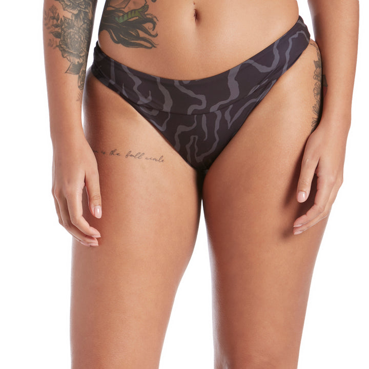 Patagonia Nanogrip Nireta Bikini Bottoms - Women's Tiger Tracks Camo Small: Ink Black