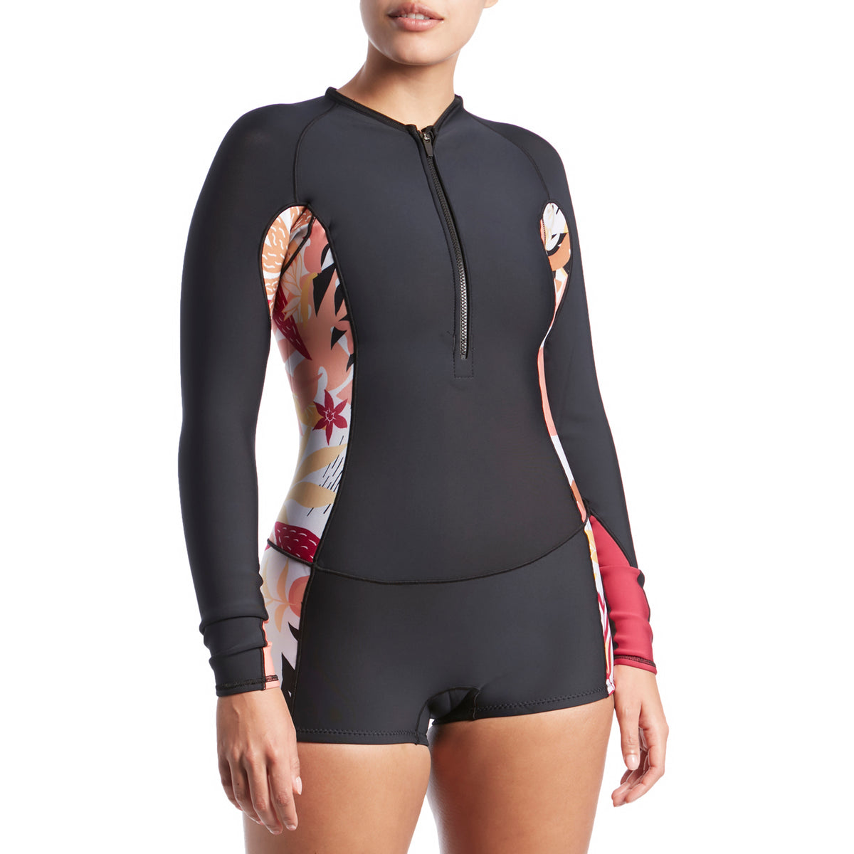 Roxy 1.5mm Pop Surf Front Zip Long Sleeve Springsuit - Women's Black/Terra Cotta