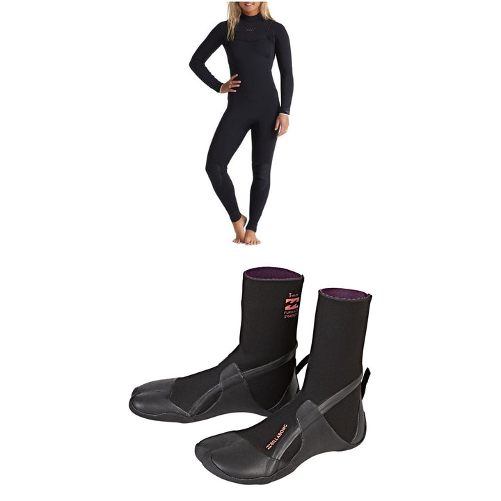 Billabong 4/3 Salty Dayz Wetsuit + Furnace Synergy 3mm Split Toe Wetsuit Boots - Women's